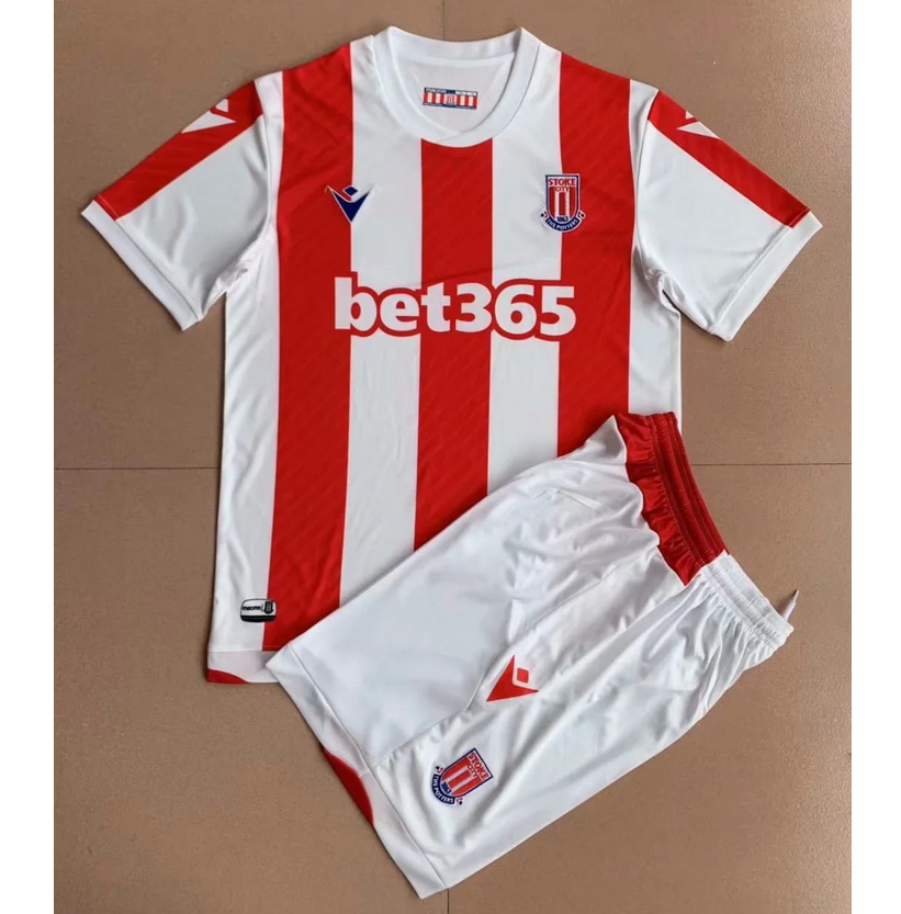 2021/22 Stoke City Kids Home Soccer Kits Shirt With Shorts